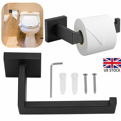 Wall Mounted Matt Black Bathroom Square Toilet Roll Paper Holder Rack Accessory