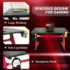 Spacious Gaming Desk Home Racing w/ Steel Frame Cup Headphone Holder Hook Red PC