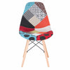 Set of 4 Patchwork Fabric Dining Chairs Padded Seat Wooden Legs Home Multicolor