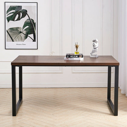 Rustic Vintage Industrial Wooden Dining Table Desk w/ Metal Black Legs Furniture