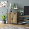 Storage Cabinet with Shelves Fabric Drawers Sideboard Cupboard 2 Doors Brown
