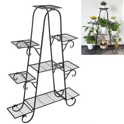 Thickened Wrought Iron 9 Tier Metal Plant Stand Garder Succulents Flower Shelves