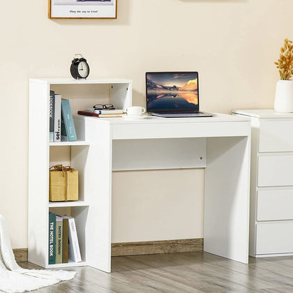 110cm Home Office Computer Table Desk with Storage Side Shelves PC Worksation