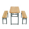 Pine Wood Dining Table and 2 Bench Set Bistro Beer Table & Chairs Outdoor Garden