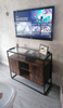 Industrial Style Cupboard Cabinet Tempered Glass Sideboard Rustic Shelf Storage