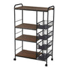 3/4Tier Kitchen Trolley on Wheels Drawer Baskets Rolling Cart Storag Rack Handle