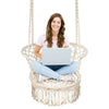 Hammock Macrame Swing Chair Hanging Cotton Rope Seat W/ Tassels Indoor & Outdoor