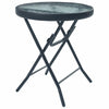 Bistro Table Black Steel and Glass Garden Side Tea Tables Furniture