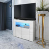 Corner TV Unit Stand Cabinet White Gloss &Matt Led Lights UK
