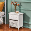 Bedside Table Unit Cabinet Wicker Basket Nightstand 3 Drawer Storage Bathroom