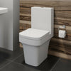 Close Coupled Bathroom Toilet Modern White Square Ceramic Soft Close Seat WC Pan