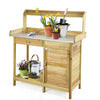 Outdoor Potting Bench Flower Plant Workstation Wooden Garden Table W/ Storage