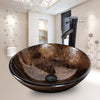 Bathroom Countertop Basin Sink Tempered Glass Wash Bowl Set w/ Tap Pop-up Waste