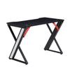Gaming Desk LED Racing Table Headphone Hook Home Office Computer Desk BlacK