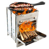Picnic Burning Camping Stove Folding Wood Stainless Steel Barbecue Charcoal BBQ