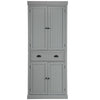 Wood Tall Storage Cabinet 2 Doors Display Organizer Freestanding Pantry Cupboard