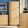 Oak Wardrobe 2 Door 3 Drawer with Hanging Rail and Storage Shelf Bedroom Unit