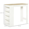 White Breakfast Bar Table Dining Pub Desk Kitchen Furniture 4 Storage Shelves