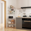 Mondeer 6 Tier Metal Storage Rack with 8 Hooks Height Adjustable Kitchen Silver