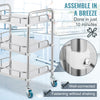 Mobile Rolling Cart 3-Tiers Stainless Steel Lab Medical Rolling Trolley Cart