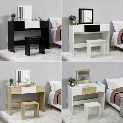 Dressing Table Stool Bedroom Vanity Set Makeup Desk W/ Flip up Mirror & Drawer