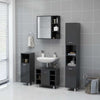 Bathroom Mirror Cabinet Grey Chipboard Washroom Wall Storage Rack Unit