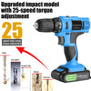 21V Cordless Combi Drill Driver LED Li-ion Battery Electric Impact Screwdriver