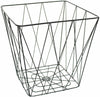 Square metal wire coffee side table geometric iron storage basket natural wooden