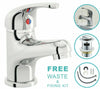Cloakroom Chrome Luxury Bathroom Modern Basin Sink Mono Square Mixer Tap & Waste