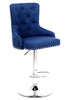 Blue Linen Button Detail Premium Monteray Bar Stool (BLUE)