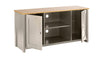 Grey Oak TV Stand Two Tone 2 Door Cabinet Television Unit Open Shelf Cable Tidy
