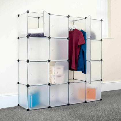 16 Cube Storage Closet Cupboard Wardrobe Modular Cabinet Shoe Clothes Organizer