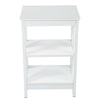 White Bedside Table Wooden Nightstand Lamp Table with 2 Shelves Sofa Side Table