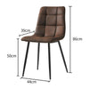 2X Brown Faux Leather/Suede Dining Chairs Padded Black Metal Legs Kitchen Office