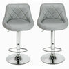 2X Bar Stools Leather Swivel Gas Lift Breakfast Bar Rest Chairs Kitchen Grey