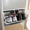 6ft White Shoe Cabinet Mirrored Storage Cupboard Footwear Stand Rack Organiser