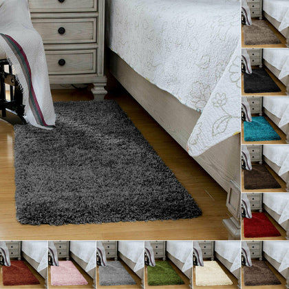 Non Slip Fluffy Shaggy Bedroom Rugs Runners Floor Bedside Carpet Mats