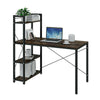 Industrial Style Metal Frame Wooden Computer Desk With 3 Storage Shelves Hooks U