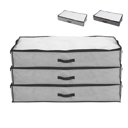 2X 90L Underbed Clothes Storage Bags Zipped Organizer Wardrobe Cube Closet Boxes