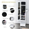 Freestanding Jewellery Storage Mirror Armoire w/ LED Lights Hooks Drawer