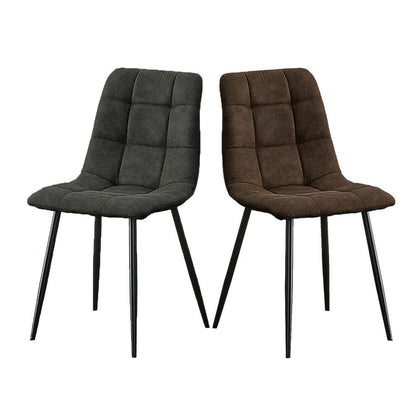 Set of 2 Dining Chairs Faux Suede Cushion Padded Metal Legs Restaurant Chair