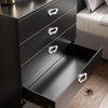 5 Drawer Chest Black Wood Dresser Bedroom Storage Furniture Unit