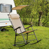 Folding Garden Rocking Lounge Chair w/Shade Canopy Beach Chair Rocker Patio
