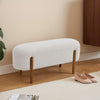 Curly Velvet Faux Fur Bench Padded Footstool Entryway Seat with Wooden Legs