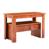 Wood Dining Table and 2 Bench Set Breakfast Nook Kitchen Furniture Cherry Wood