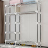 Heavy Duty Large Closet Wardrobe Clothes Storage Dual Hanging Rail Rack Cupboard