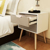 x1 Chic White grey Bedside Table Cabinet 2 Drawers Wood Leg Bedroom Furniture