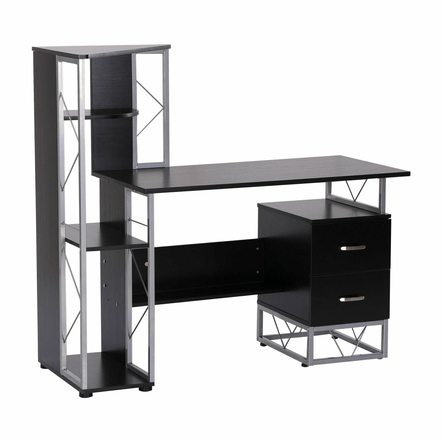 Multi Drawer Computer Desk Computer Desk 2 Drawers Multi-Shelves Study Workstation PC Table – Quildinc