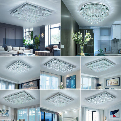 Modern LED Crystal Ceiling Light Chandelier Lamp Living Room Hallway Home Decor