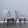 Pair of Classic Grey Fabric Material Upholstered Dinner Dining Chairs Black Legs